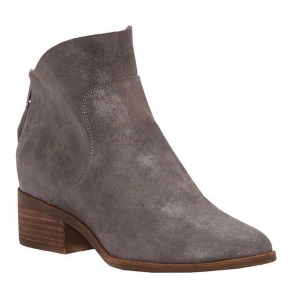 Lucky Brand Lahela Boots Soft Leather Booties 7.5 Slight Shimmer Charcoal Gray - Picture 9 of 9